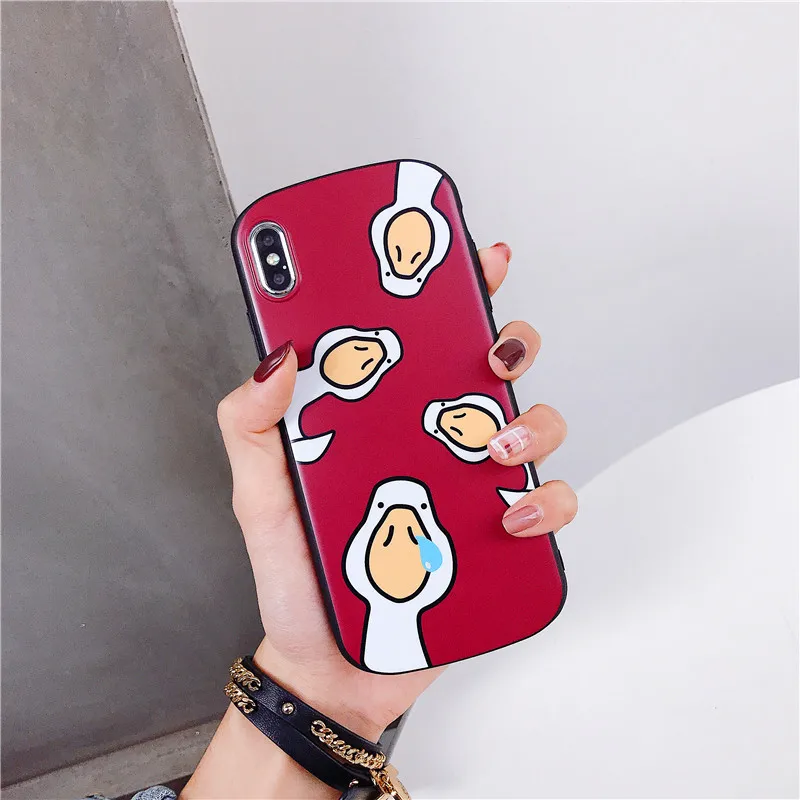 Милый мультяшный Гусь дугообразный чехол красный для Apple iphone 6 6s 7 8 Plus X XS XR MAX
