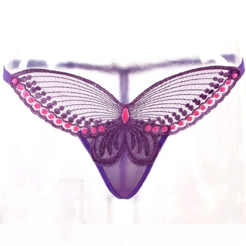 Прекрасная кукла Королевский Вышивка Кружево сексуальные стринги T Back мягкие