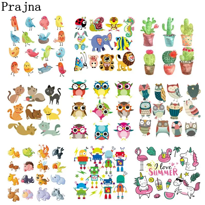 Prajna Милая мультяшная Сова Кот аниме тепловые переводы украшение одежды DIY