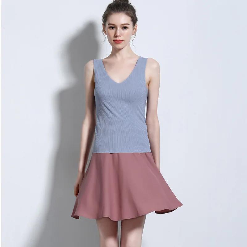 V collar Blue Женская майка AIRCOOL, бесшовный жилет, сексуальные лямки, нижняя рубашка, лето, новое женское нижнее белье, топы размера плюс - Цвет: V collar Blue