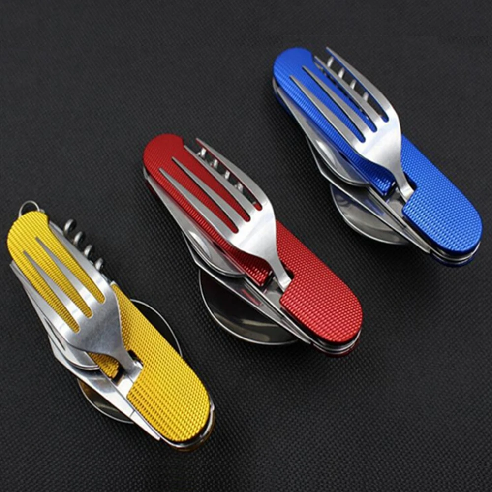 Портативный столовый прибор из нержавеющей стали для пикника 6 в 1|knife fork|travel