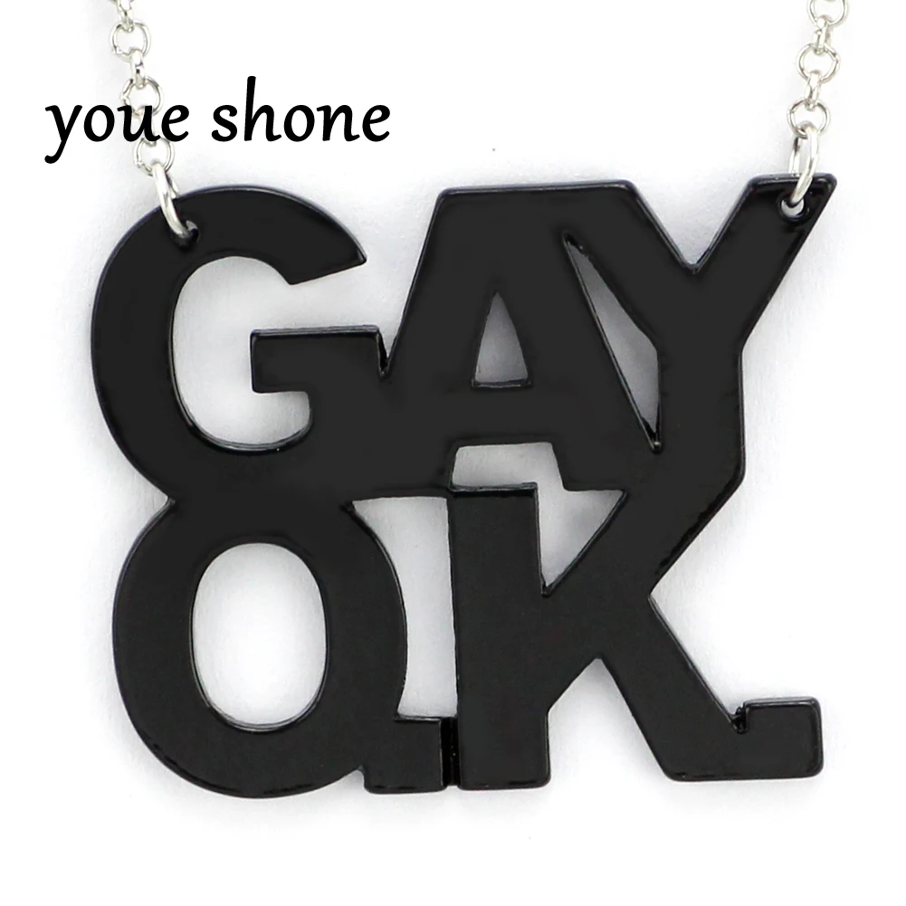 Youe shone Gay OK модное ожерелье с черным текстом ЛГБТ гей и лесбиянок гордость