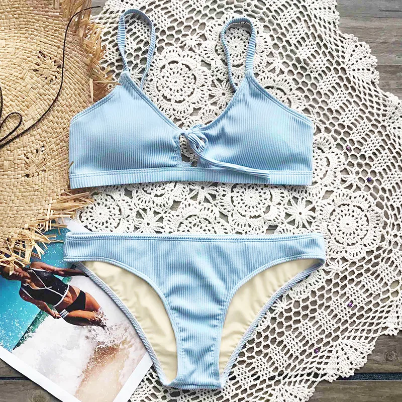 Комплект бикини CUPSHE Blue Cloud Tie женский летний сексуальный купальник пляжный