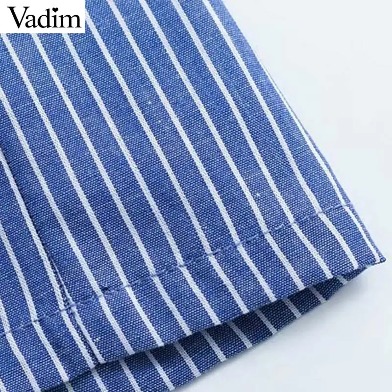 Вадим Женские винтажные полосатый платье до колен карманы кнопки с коротким