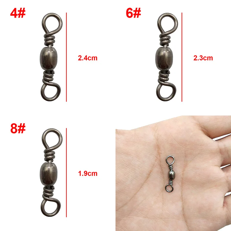 100 шт. баррель рыболовный вертлюг с твердым кольцом черный Вертлюги рыболовная