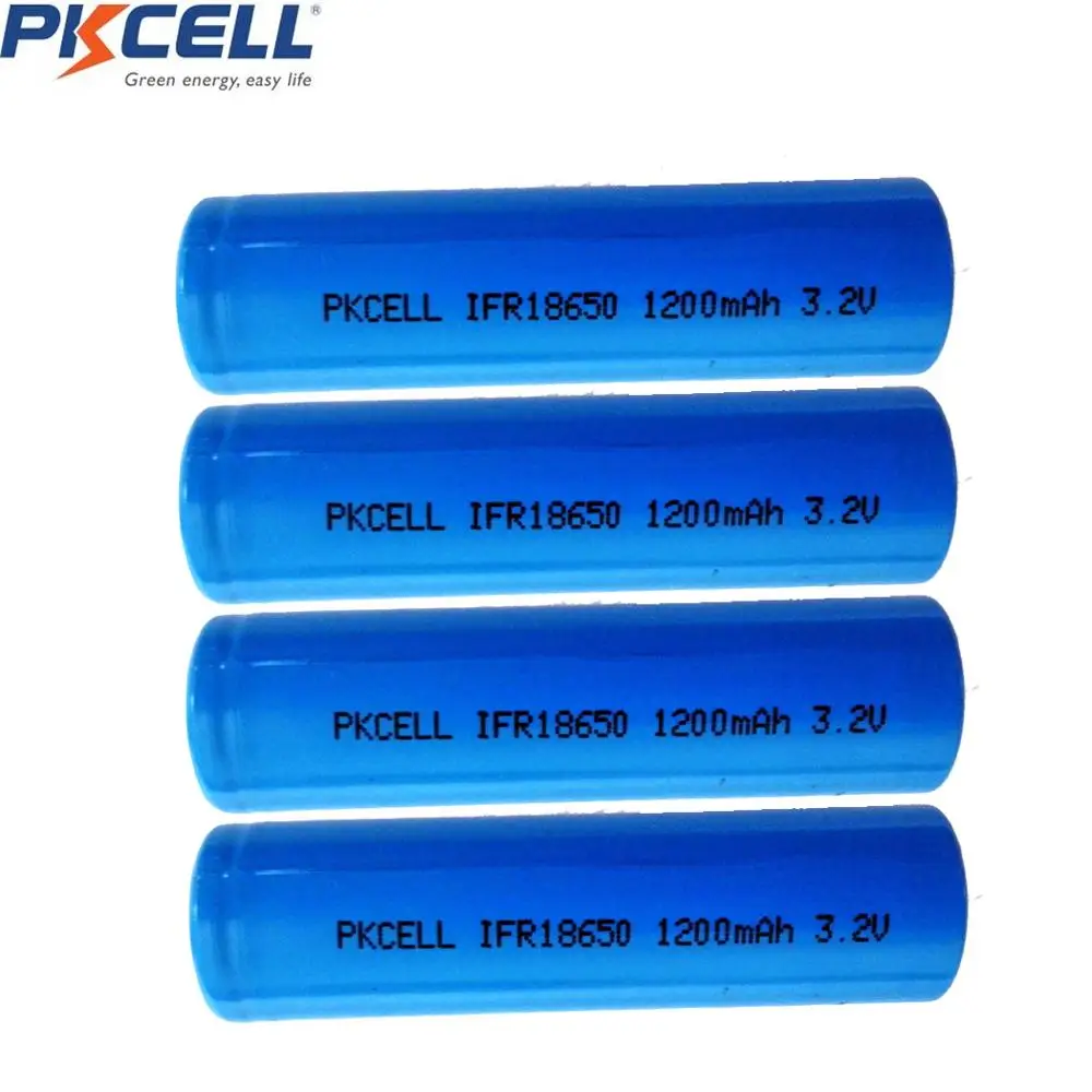 

4PCS PKCELL 3.2v IFR 18650 battery 1200mah IFR18650 lifepo4 rechargeable batteries for flashlight power
