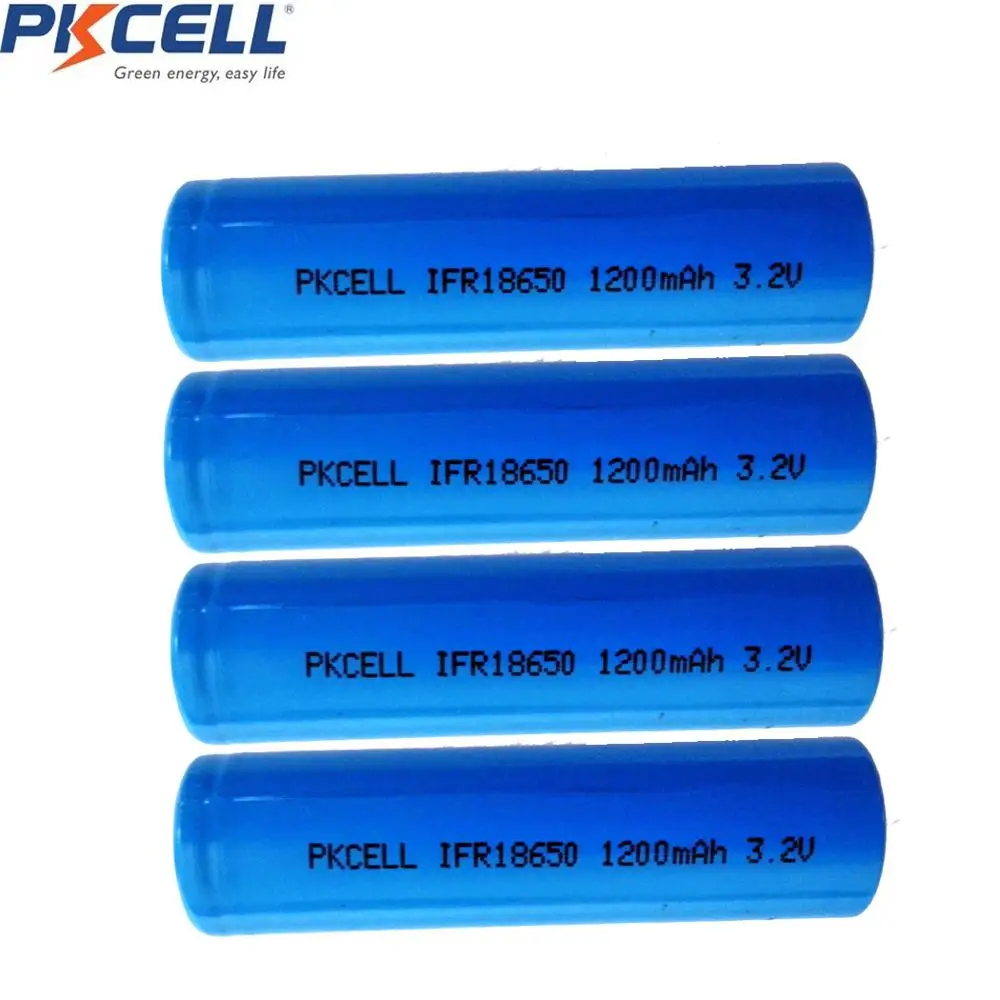 4 шт. PKCELL 3 2 В IFR 18650 батарея 1200 мАч IFR18650 lifepo4 аккумуляторные батареи для фонарика