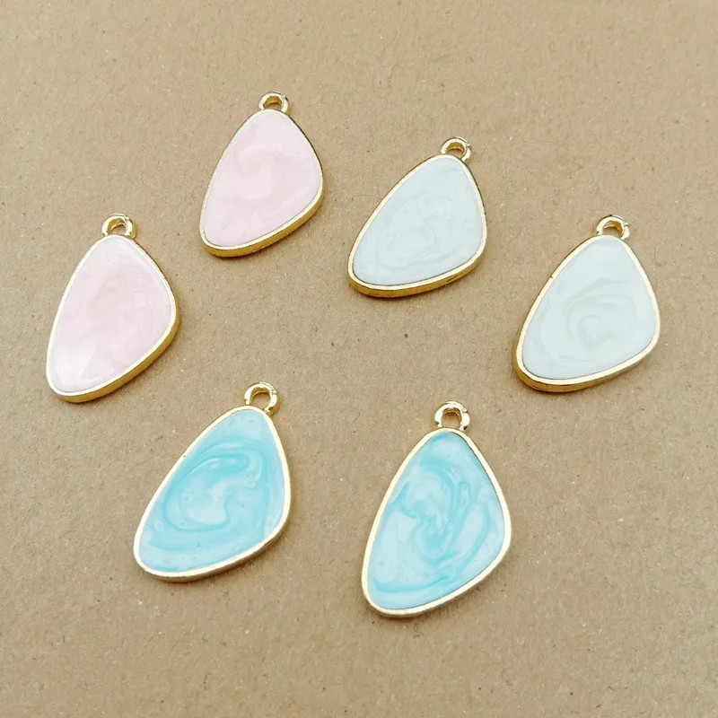 

Новинка, 50 шт., 26*15 мм, геометрический кулон, аксессуары, позолоченный блеск, эмаль, капля масла, сделай сам, ювелирное изделие, Earirng, подвески, ремесло