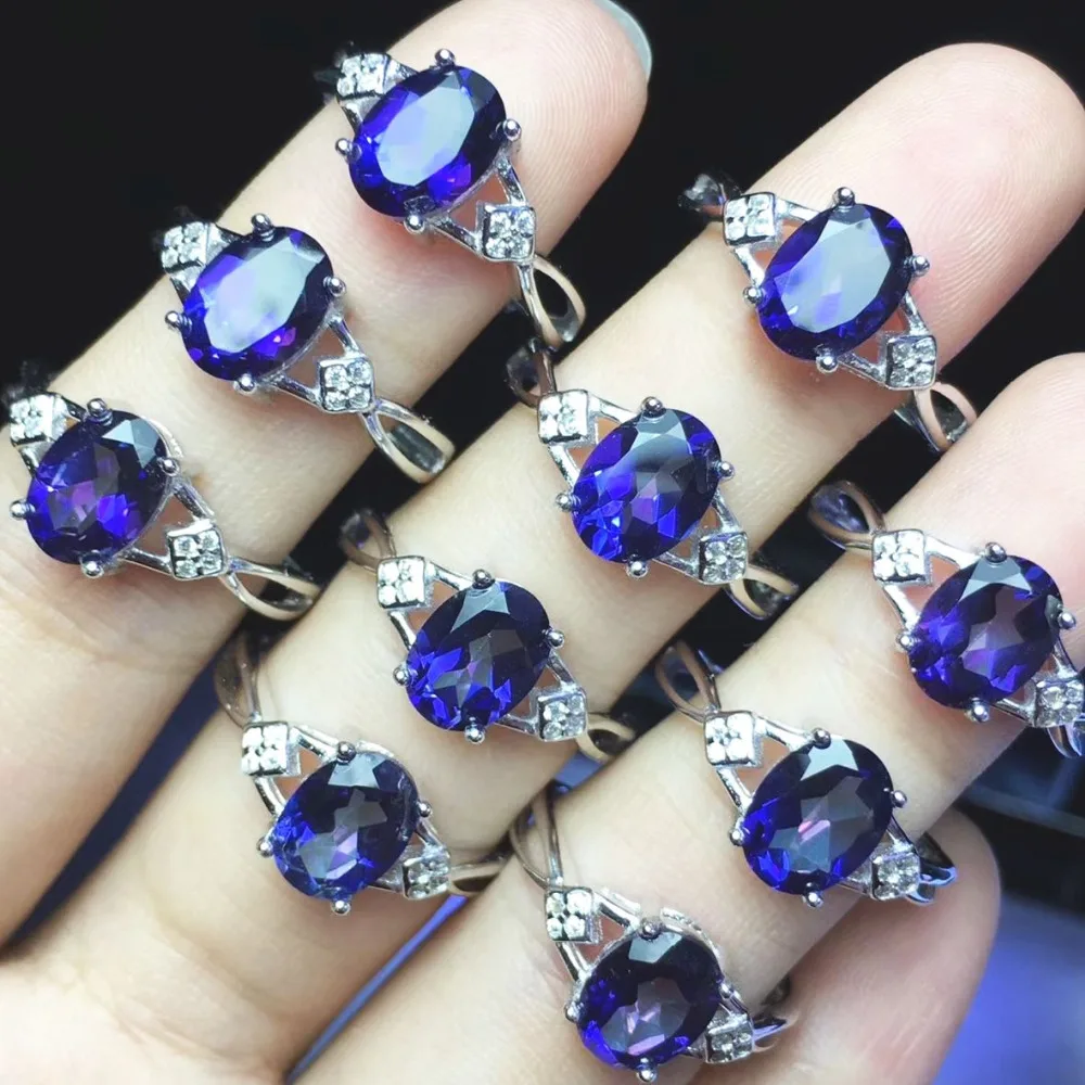 

New Fine Wedding Ring Oval 6x8mm Real Natural Tanzanite Topaz Ring Jewelry 925 Sterling Silver Ring Wedding Jewelry Women Rings