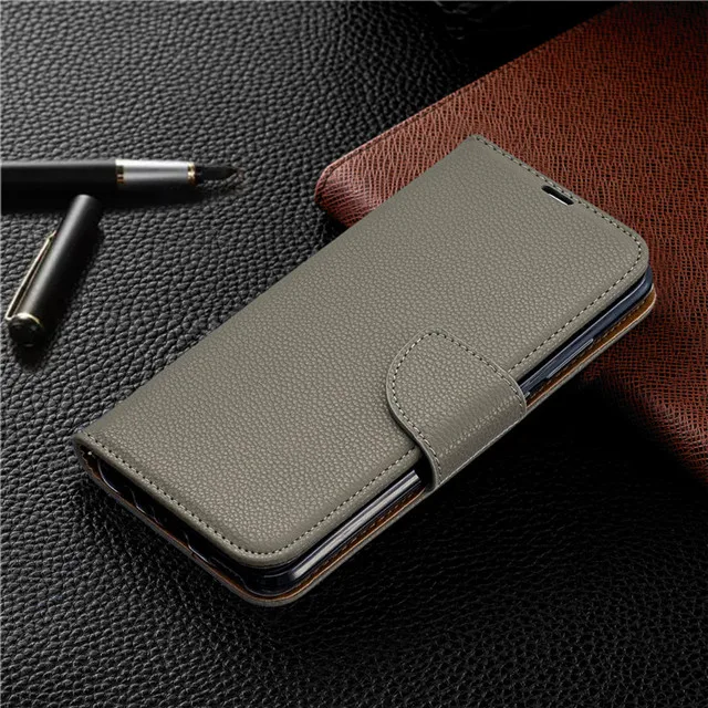 Серый Флип-чехол для телефона Etui on Fundas huawei Y5 чехол для huawei Y5 Prime Роскошный кожаный чехол-кошелек с зернистой текстурой - Цвет: Серый