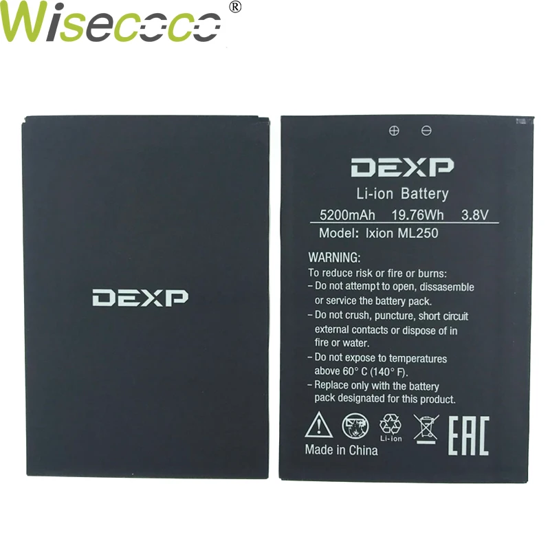 WISECOCO 5200 мАч батарея для DEXP AMPER M Ixion ML250 телефон новейшее производство высокое качество батарея+ номер отслеживания