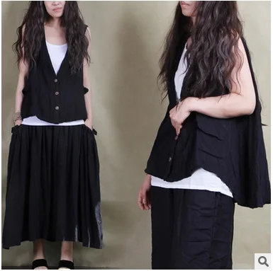 

High quality new products listed in the autumn of 2016 100% cotton linen original design women vest of loose big yards