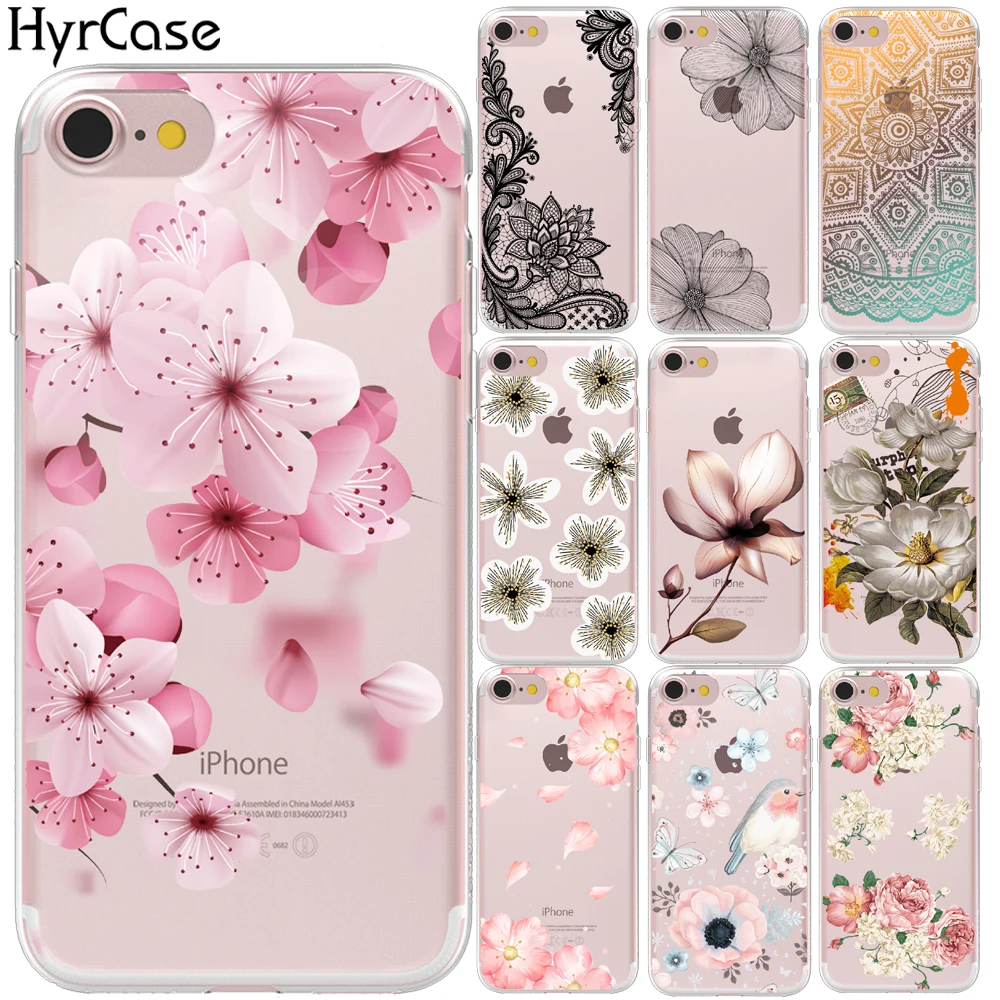Чехол накладка из мягкого ТПУ с цветочным рисунком для iPhone 8 7 6 6S Plus XS 11 12 Pro Max XR 5 5S SE