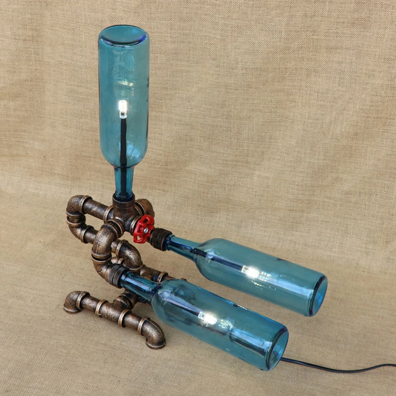 Винтажный уникальный стиль стеклянный абажур бутылка настольная лампа включает