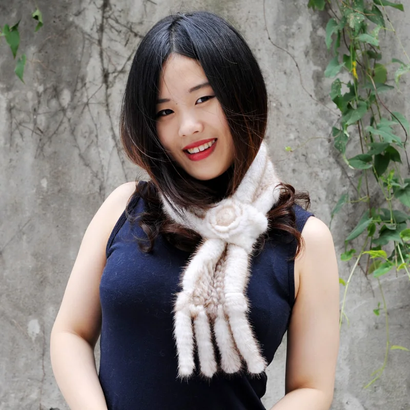 CX-S-70A оптовая продажа дешевый вязаный норковый Шарф Модный женский меховой шарф