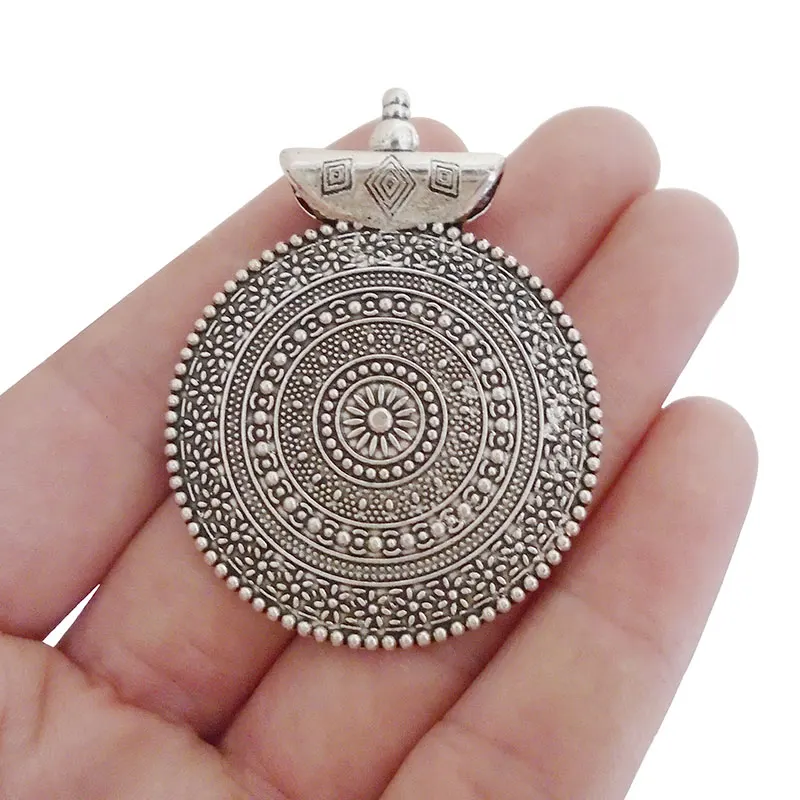 Style 4 53x40mm 5 x Тибетский античный серебряный тон Boho Цветок Круглые Подвески Для Изготовление Ювелирных ожерелий фурнитура - Окраска металла: Style 4 53x40mm
