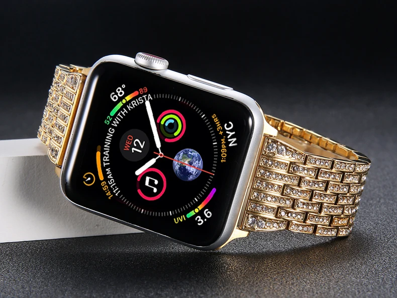 Алмазный ремешок для Apple Watch 5, 4, ремешок 44 мм, 40 мм, Aple watch correa, 42 мм, 38 мм, браслет из нержавеющей стали iwatch 5, 4, 3, 2, 1, ремешок для часов