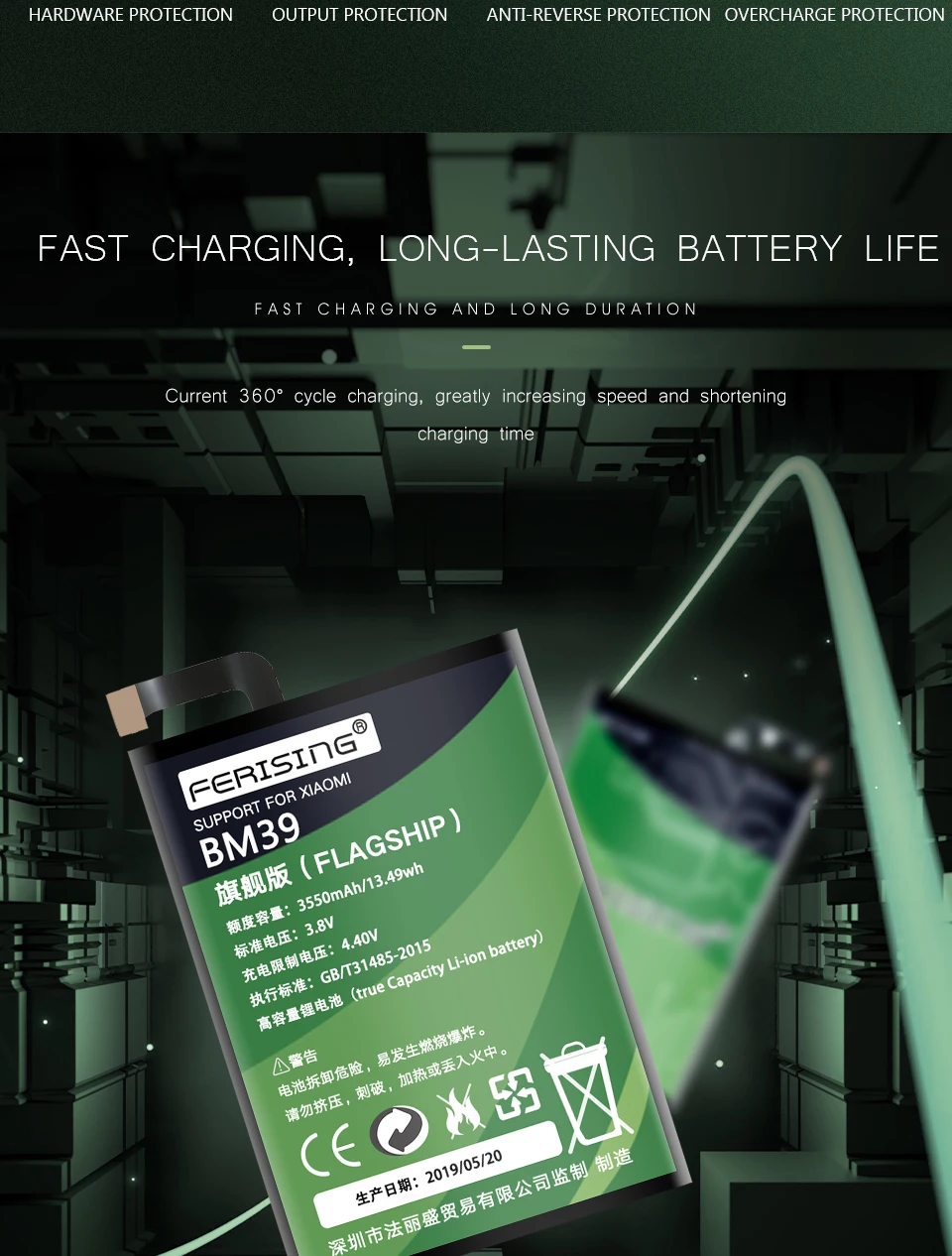 Аккумулятор FERISING A+ BM3E BM39 BM47 для Xiaomi mi 6 8 mi 6 mi 8 Red mi 3 3S 3X 4X Bateria Hong mi сменный аккумулятор+ Инструменты