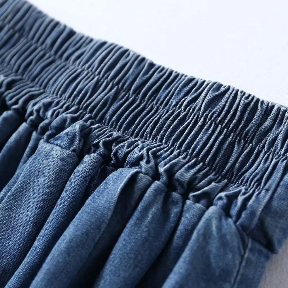 2019 Высокая талия мягкая джинсовая эластичная A Line Повседневная Tencel длинная юбка