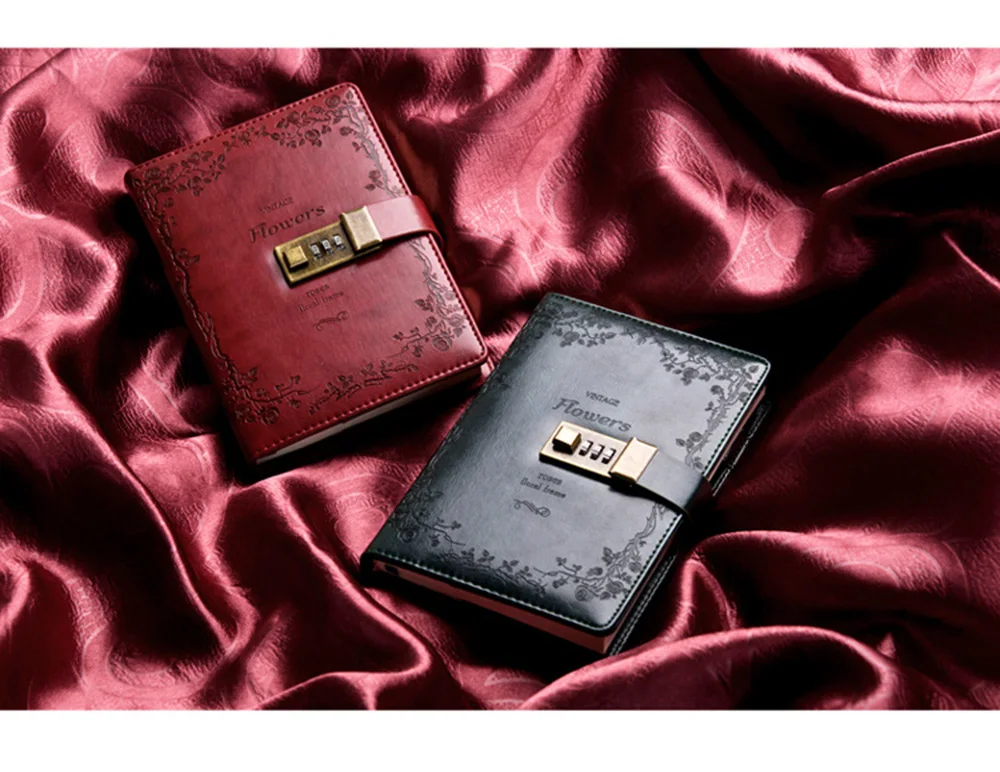 Vintage Notebook with Lock B6 Diary Planner Organizer Journals Note Book Personal Horizontal Blank DIY Agenda Dividers Dokibook
