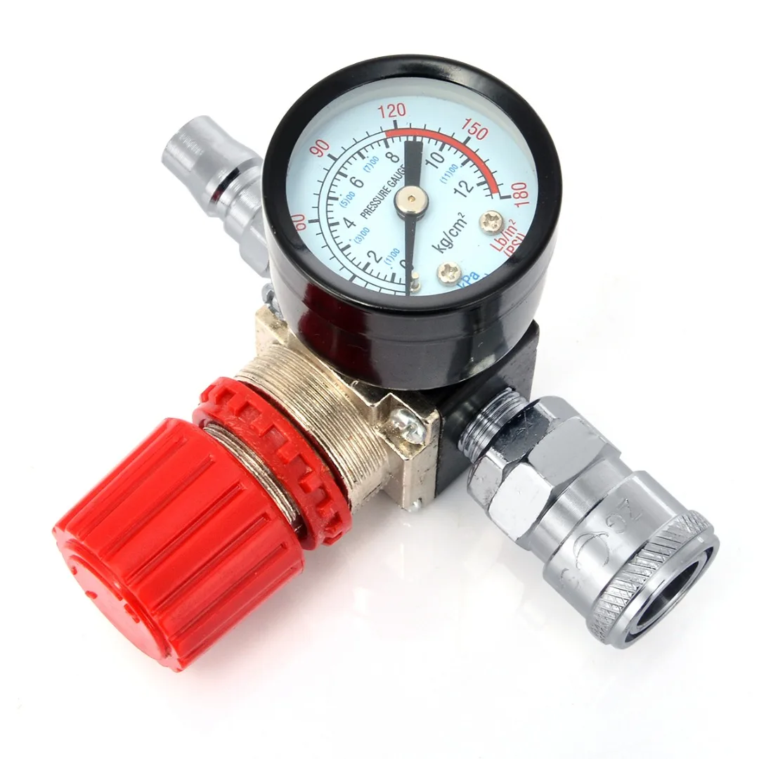 

Durable 1/4" Air Compressor Regulator Pressure Switch Control Valve with Gauges 180PSI 240V