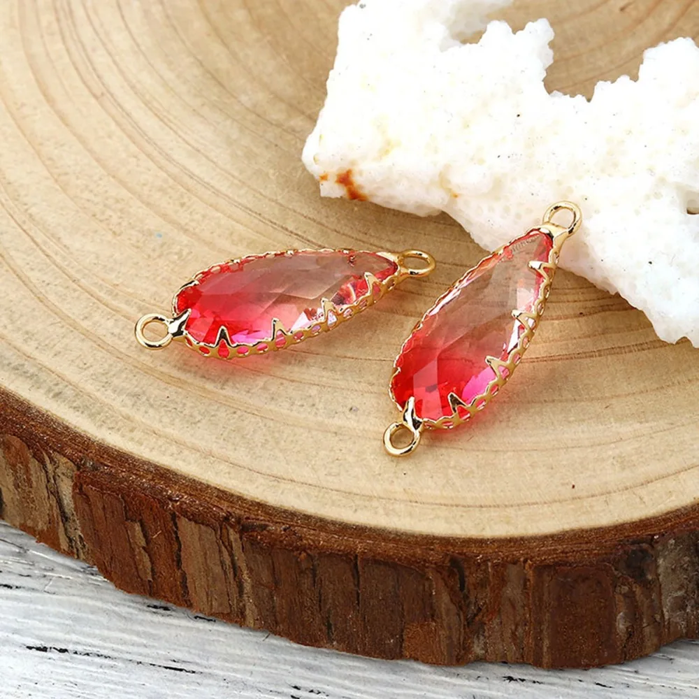 DoreenBeads медные и стеклянные соединители капли цвета золотой фуксии красочные