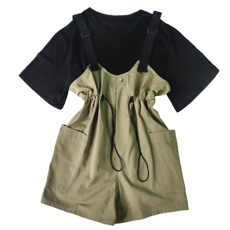 Модные брюки с высокой талией свободные женские комбинезоны летние милые