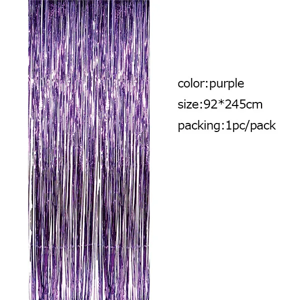 Purple 3 фута x 8 фута мерцающее розовое золото бахрома мишура двери шторы металлическая фольга фон для фото на вечеринке Свадьба День рождения паб вечерние сцены - Цвет: Purple