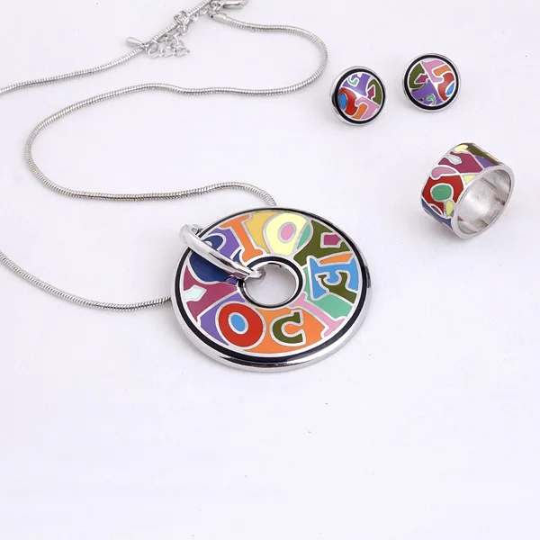 Отличное предложение 4 вида цветов набор ювелирных изделий с цветной эмалировкой