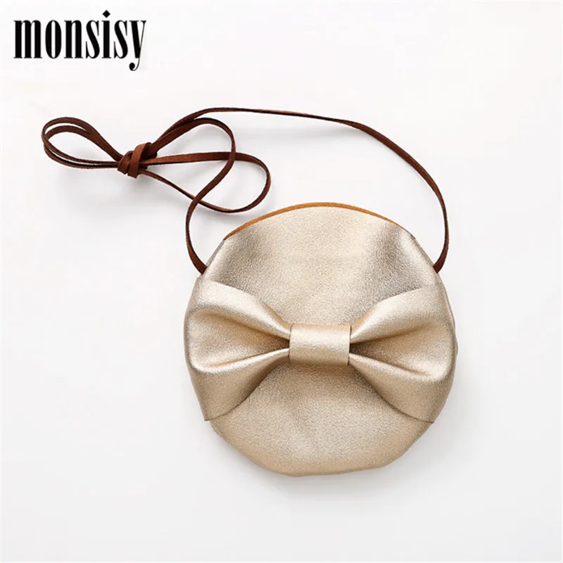 Monsisy/Кошелек для монет для девочек, Детский кошелек, маленький кошелек для мелочи, Детская сумка, сумочка для монет, кошки, лисы, медведя, пингвина, мыши, овцы, Детская сумочка - Цвет: gold bow