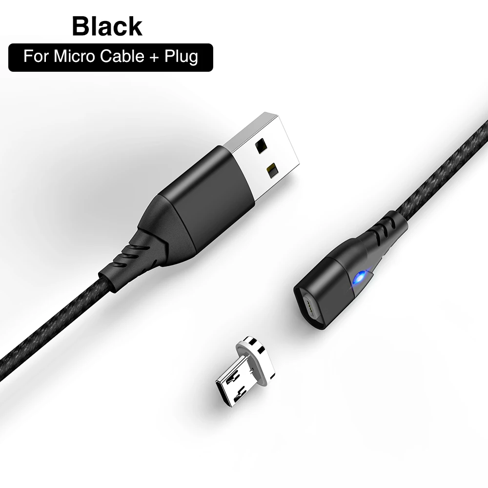 Black for Micro KISSCASE 3A быстрая передача данных зарядный Магнитный кабель многоцелевой Micro usb type C кабель Зарядное устройство USB C адаптер Универсальный - Цвет: Black for Micro