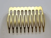 10 gold blank metal hair comb 52mm with 10 teeth for bridal hair accessories diy