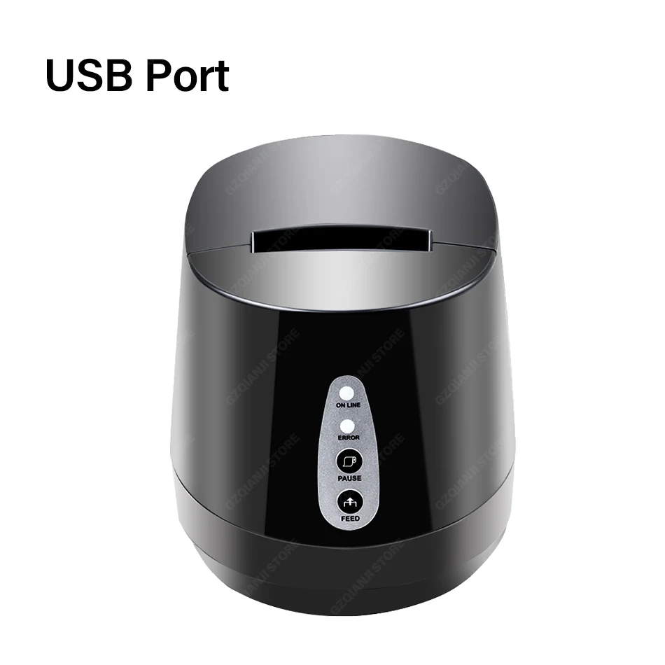 USB Port Black Color Этикетка для принтера, наклейка для заметок, USB/Bluetooth, штрих-код, термопринтер, бесплатное программное обеспечение, POS принтер для супермаркетов - Цвет: USB Port Black Color