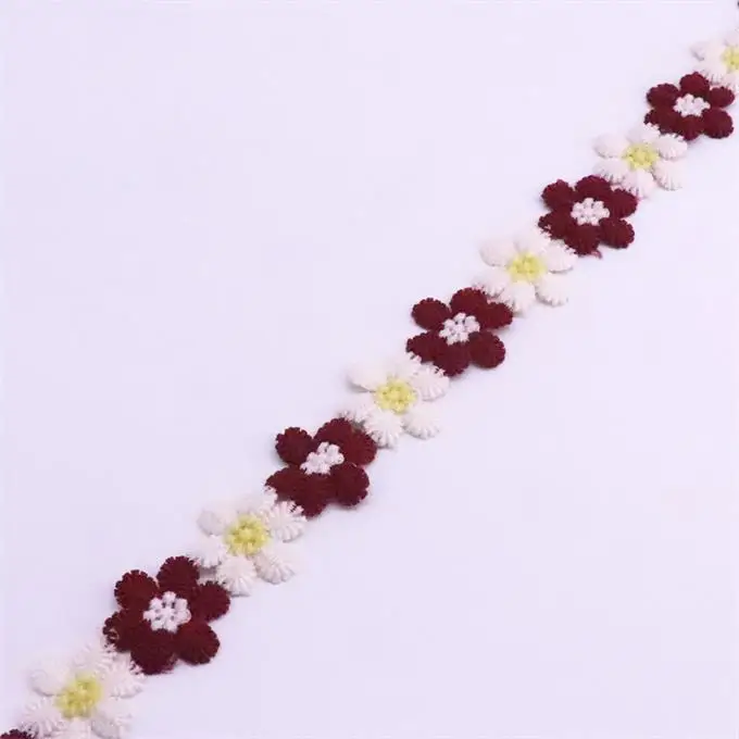 no1 3cm wine red H648 91 см красочные ромашки Кружева отделка Вязание Свадебное кружево вышитые Diy ручной работы лоскутное Ленточные швейные принадлежности ремесла - Цвет: no1 3cm wine red