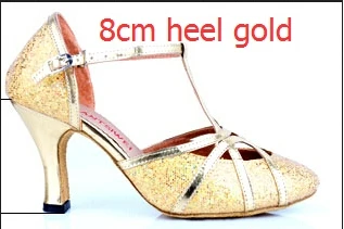 8cm Gold Профессиональный Серебристые золотистые блестящие обувь на высоком каблуке 8 см; бальные для Латинской сальсы Обувь для танцев/обувь с закрытым носком для дам и девушек Для женщин обувь для сальсы - Цвет: 8cm Gold
