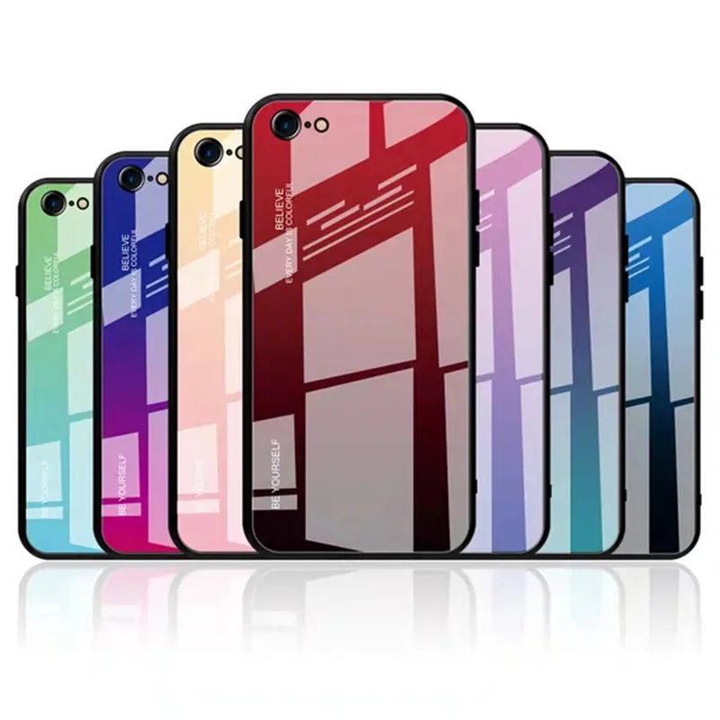 Градиентный чехол из закаленного стекла для Xiaomi Redmi Note 7 5 6 Pro Pocophone F1 Mi8 Mi A2 Lite 6X 5X A1 Mi9 SE, защитный чехол
