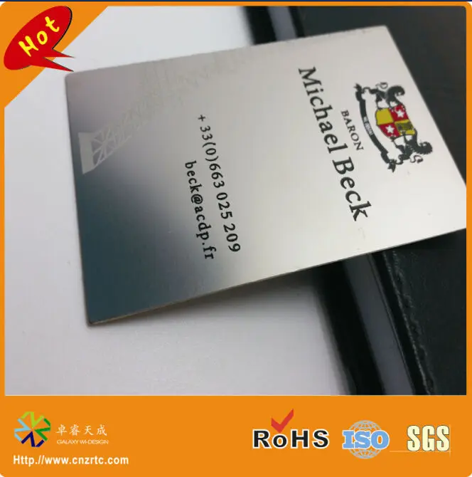 2015 hot selling credit card size silver color high grade stainless steel business card(0.3mm/0.5mm/0.8mm etc)