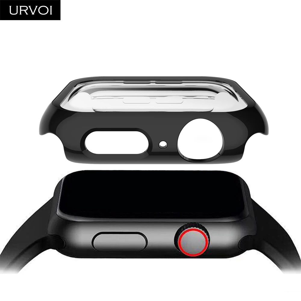 URVOI полный Чехол для Apple Watch series 5 4 3 2 пластиковый бампер жесткая рамка крышка с
