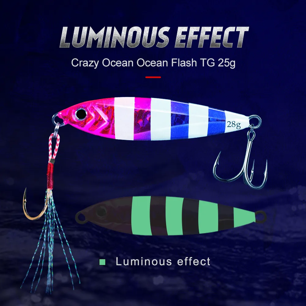 Hunthouse metal jig fishing lure slow jigging lead jig bait for trolling fishing 28g 63mm CAST SLIM with PE line hook
