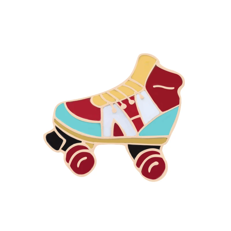 skates Трендовая подростковая обувь для скейтборда на роликовых коньках с золотыми медалями, красивые броши, сумки для мальчиков, джинсовые значки - Окраска металла: skates