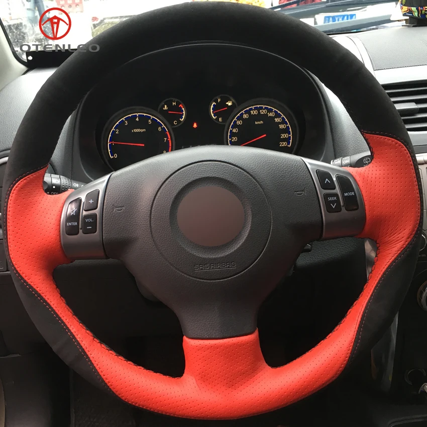LQTENLEO черная замша красная кожаная DIY Вручную прошитый Руль Обложка для Suzuki SX4 Alto Swift Старый Swift всплеск Opel agila