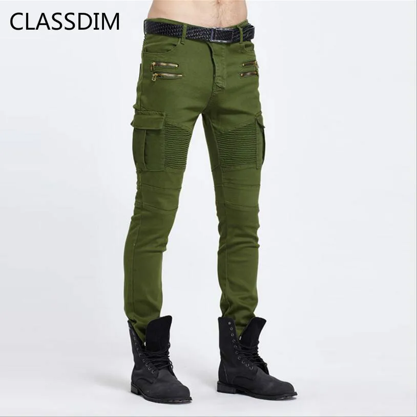 Узкие джинсы CLASSDIM мужские байкерские мотоциклетные брюки из денима