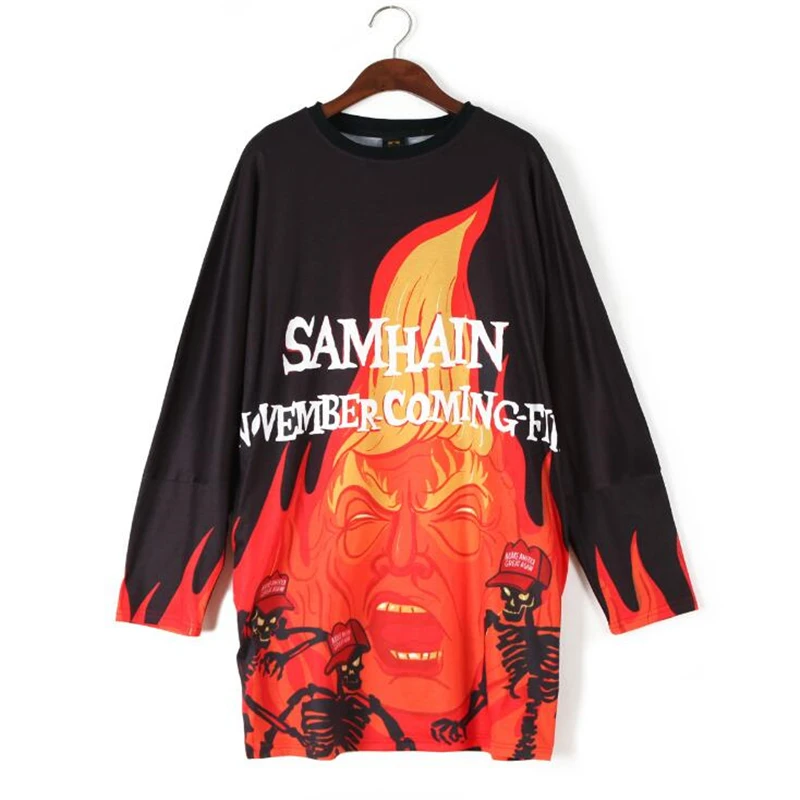 Женское платье с длинным рукавом повседневное свободное в стиле хип хоп рок