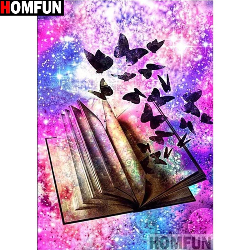 Алмазная 5D Вышивка HOMFUN Книга-бабочка картина с полными квадратными/круглыми