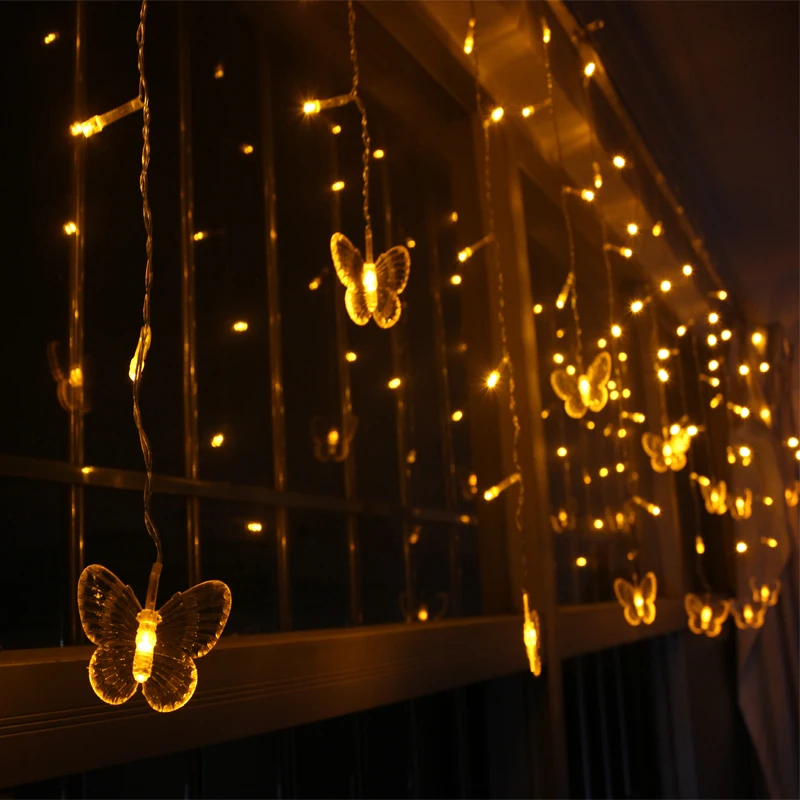 3 5 м 95led Фея Сосулька led Бабочка занавес светильник Открытый Дом Рождество Свадьба