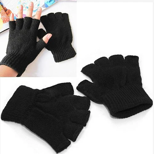 Фото 1 Пара Мужчины Женщины Перчатки Зимние Теплые Варежки Black Stretch Трикотажные knitted 1 Пара Мужчины Женщины Перчатки Зимние Теплые Варежки Black Stretch Трикотажные knitted