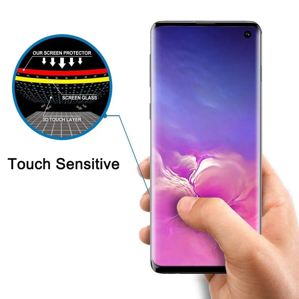 10 шт./лот закаленное стекло для Samsung galaxy S10 PLUS S10E S9 S8 NOTE Pro защита экрана сканер