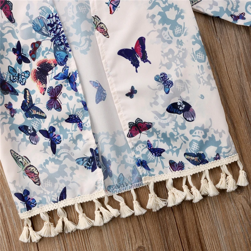 Новые летние накидки для девочек детский в цветочек с принтом бабочки туники