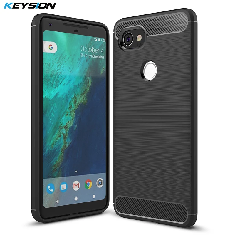 Чехол для телефона KEYSION Google Pixel 2 XL Углеволокно мягкий ТПУ силикон матовый