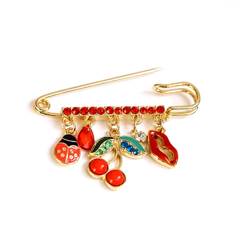 Новая Брошь булавка Мода блеск для губ вишня леди Мел брошь свинец мода красота |